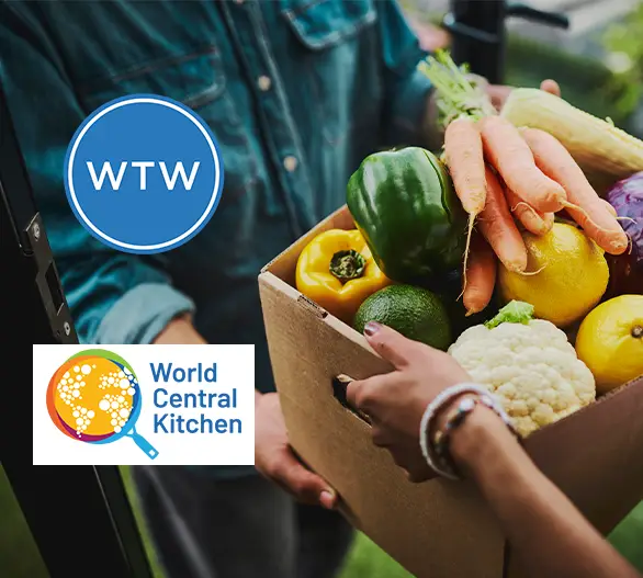 Giving a box of healthy food