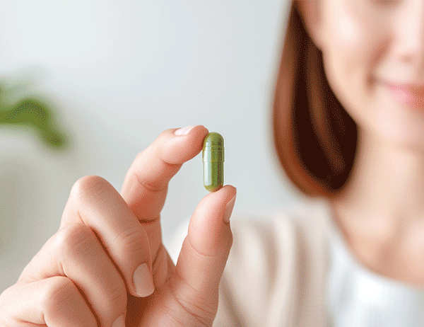 Women holding capsule